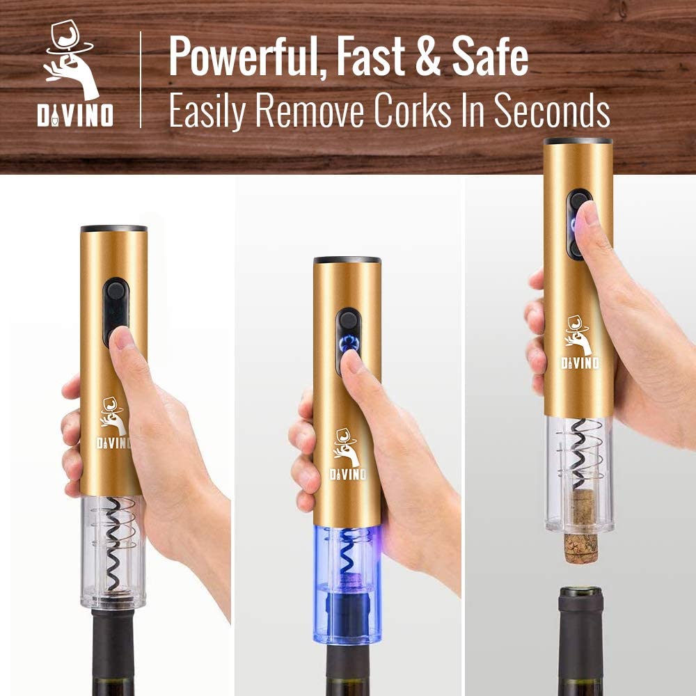Electric Wine Opener GOLD Kit β Cordless Electric Wine Bottle Opener with Foil Cutter