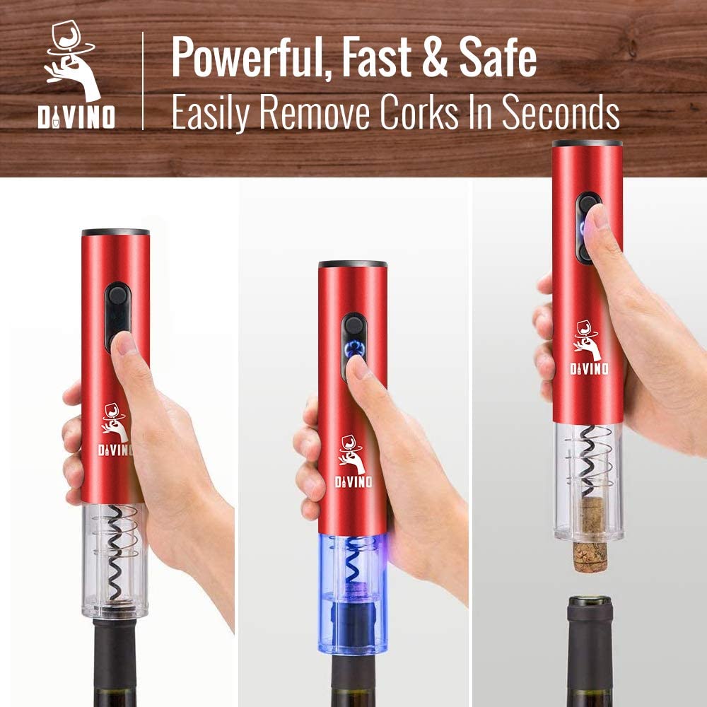 Electric Wine Opener RED Kit β Cordless Electric Wine Bottle Opener with Foil Cutter