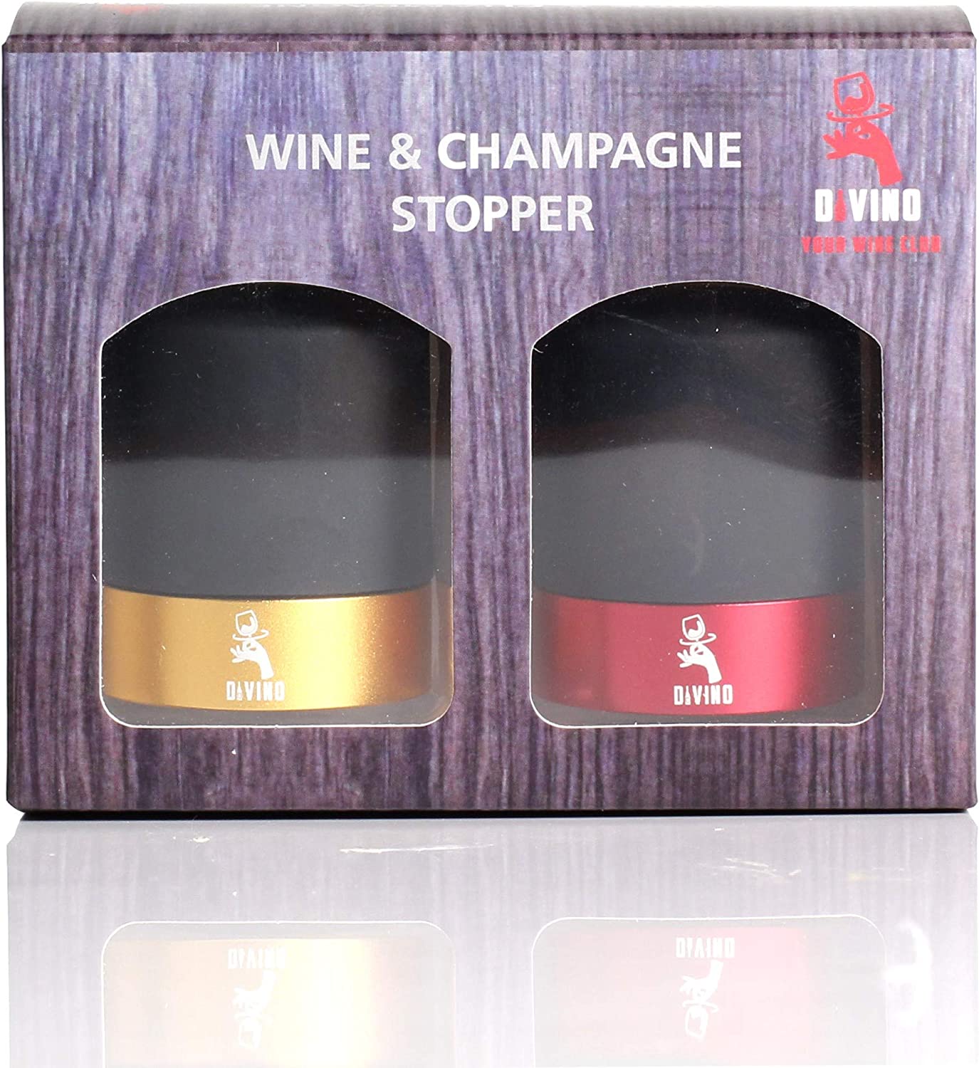 Wine and Champagne Stopper with Aluminium Ring for Wine & Champagne Set of 2 (GOLD & RED)