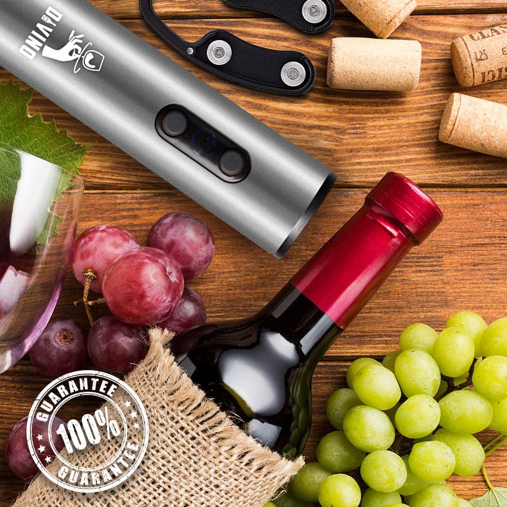 Electric Wine Opener SILVER Kit β Cordless Electric Wine Bottle Opener with Foil Cutter