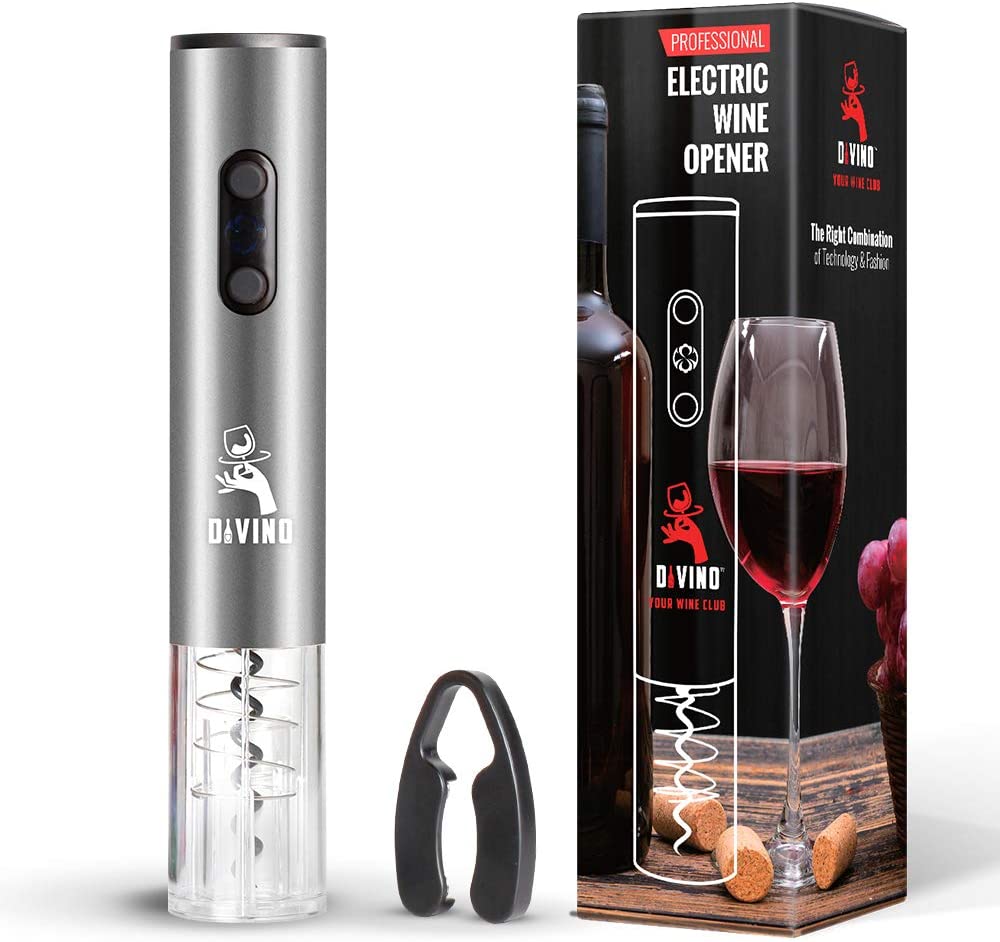 Electric Wine Opener SILVER Kit β Cordless Electric Wine Bottle Opener with Foil Cutter