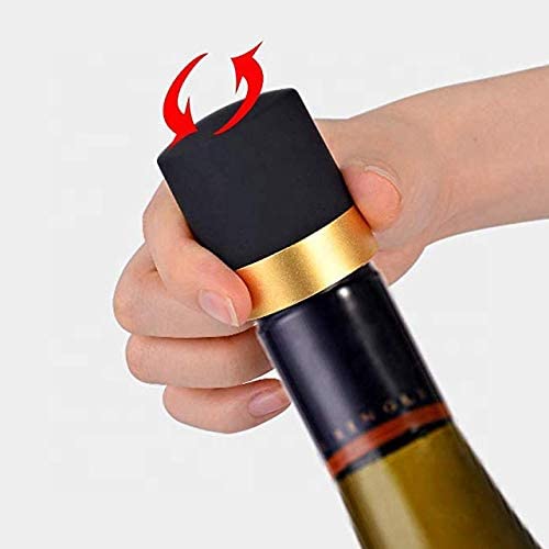Wine and Champagne Stopper with Aluminium Ring for Wine & Champagne Set of 2 (GOLD & RED)