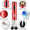 Powerful Electric Wine Opener RED Set – Automatic – Battery Operated with Foil Cutter, Vacuum Stopper & Aerator