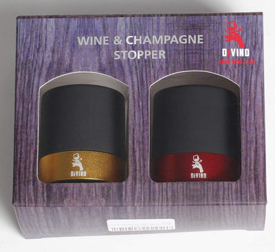 Wine and Champagne Stopper with Aluminium Ring for Wine & Champagne Set of 2 (GOLD & RED)